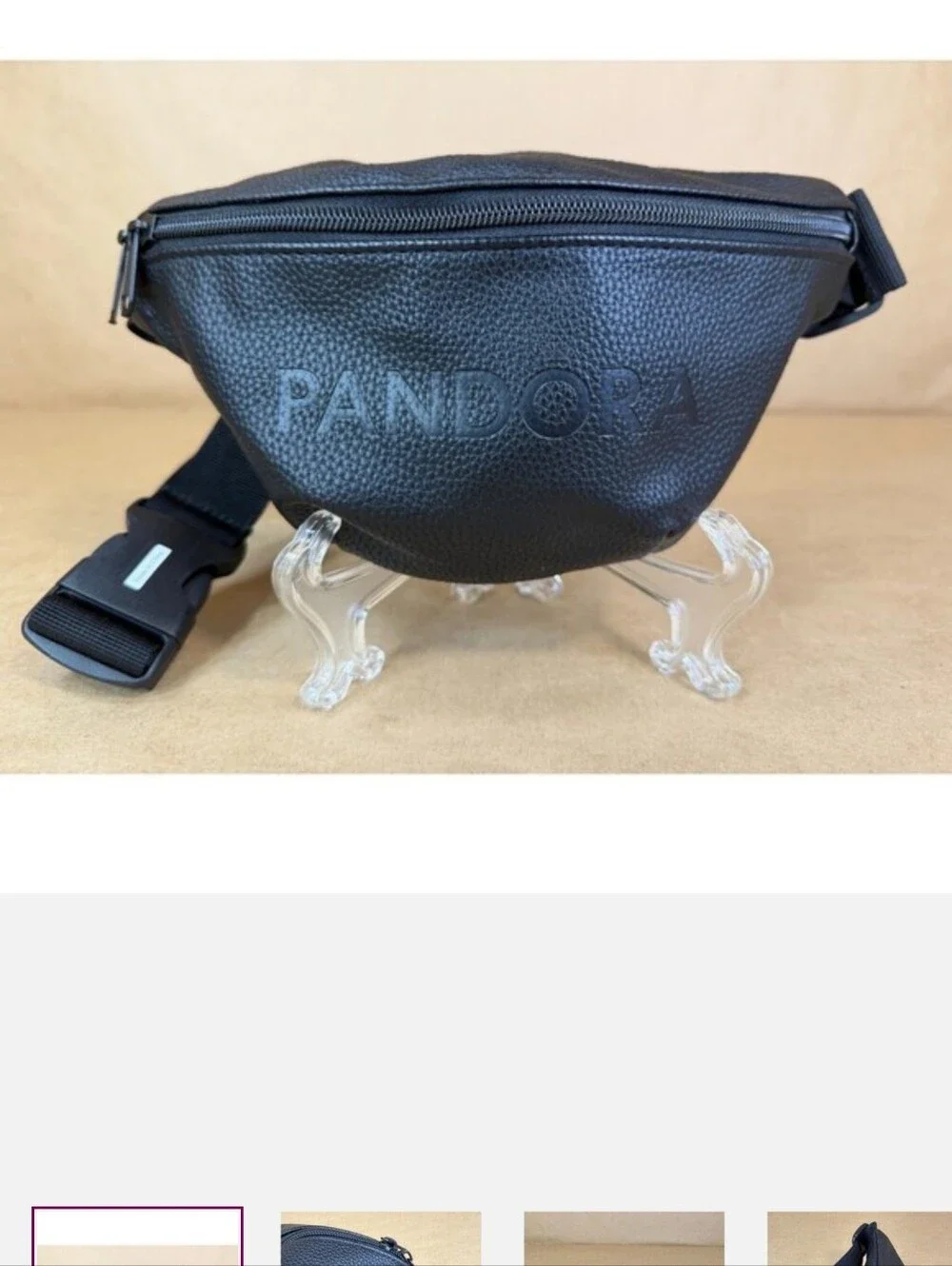 Limited Edition PANDORA Black Faux Leather Belt Bag Crossbody Fanny Pack